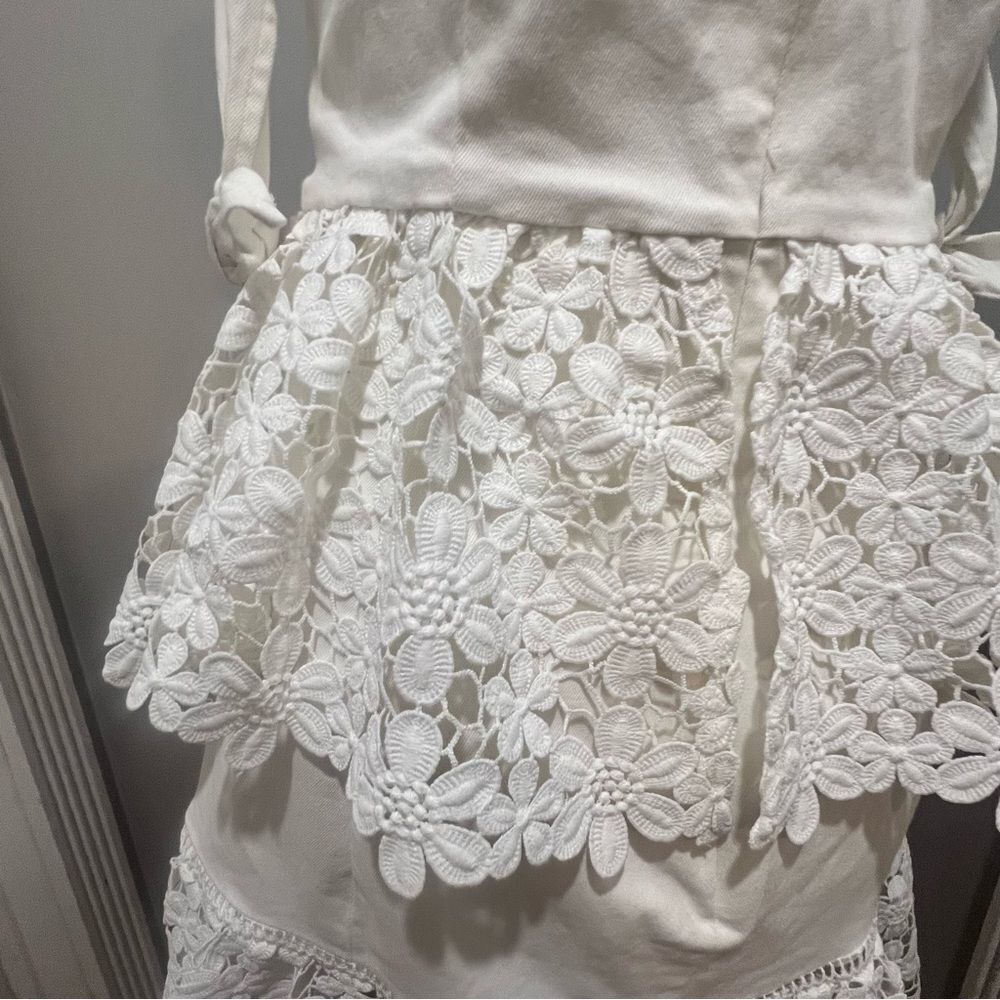 NWT Endless Rose White lace Tiered off the shoulder women's mini dress large - Picture 12 of 14
